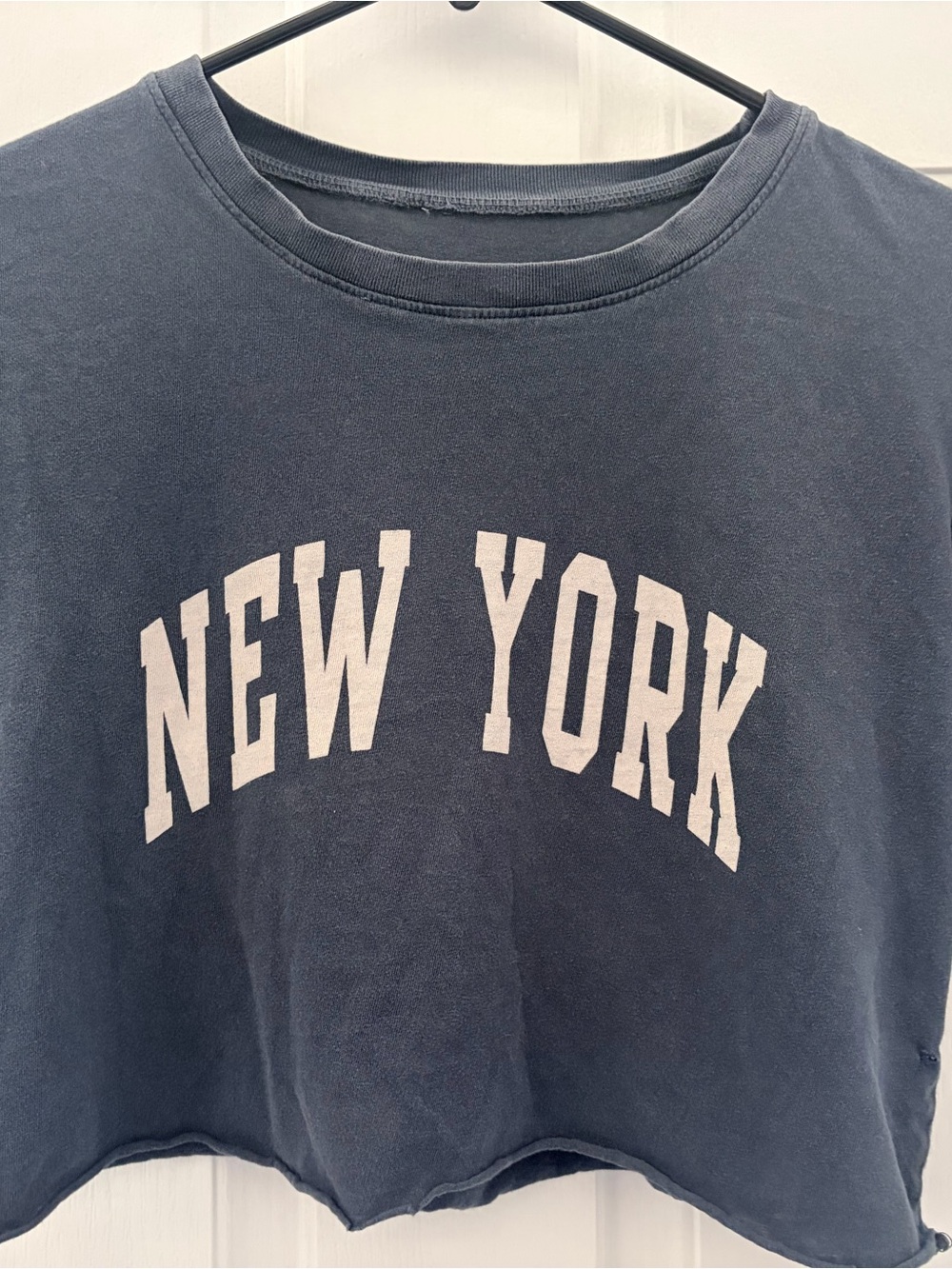 Cropped NEW YORK Graphic Tee in Faded Navy